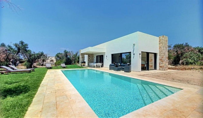 Modern 5-star villa with pool 1km from the sea